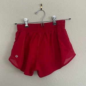 Red Lululemon shorts size 4